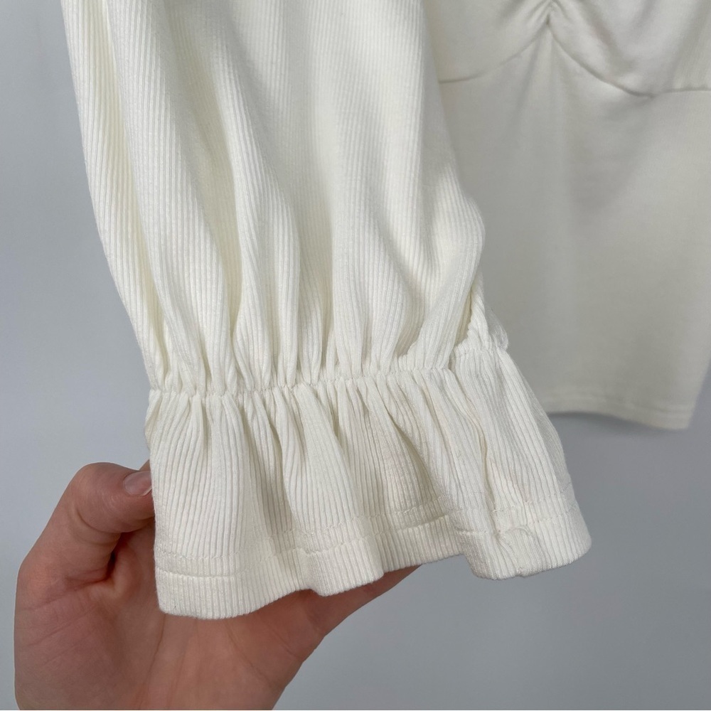 Pink Lily Cream Ribbed Knit Crop Top - Picture 6 of 10